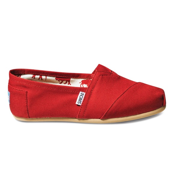 Toms Shoes - Toms red canvas slip ons womens 9